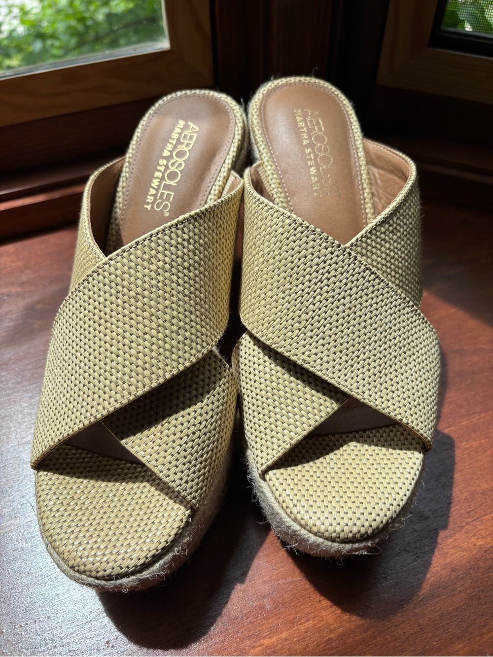 Aerosoles WOODSIDE Natural Tan Espadrille Wedge Martha Stewart Shoes ☀️